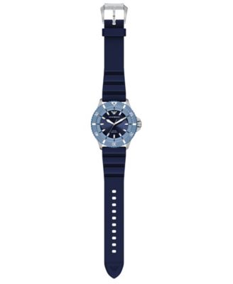 Men's World Explorer Solar Three Hand Blue Silicone Watch, 42mm