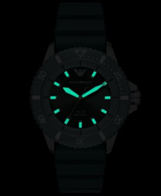 Men's World Explorer Solar Three Hand Green Silicone Watch, 42mm