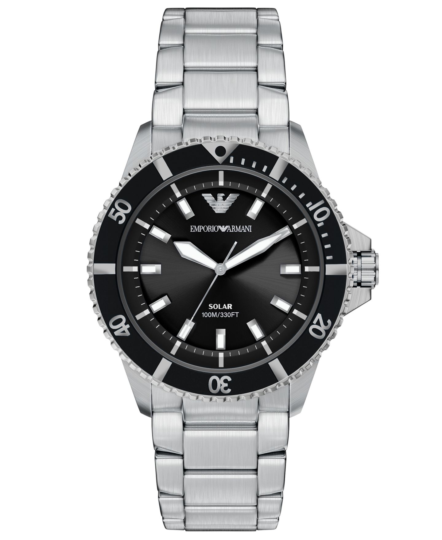Мужские часы Emporio Armani World Explorer Solar Three Hand Silver Stainless Steel Watch, 42mm — фото 1