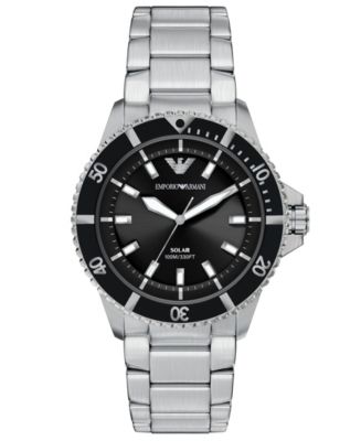 Emporio Armani Men's World Explorer Solar Three Hand Silver