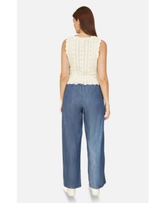 Women's V Neck Button Down Crochet Knitted Top