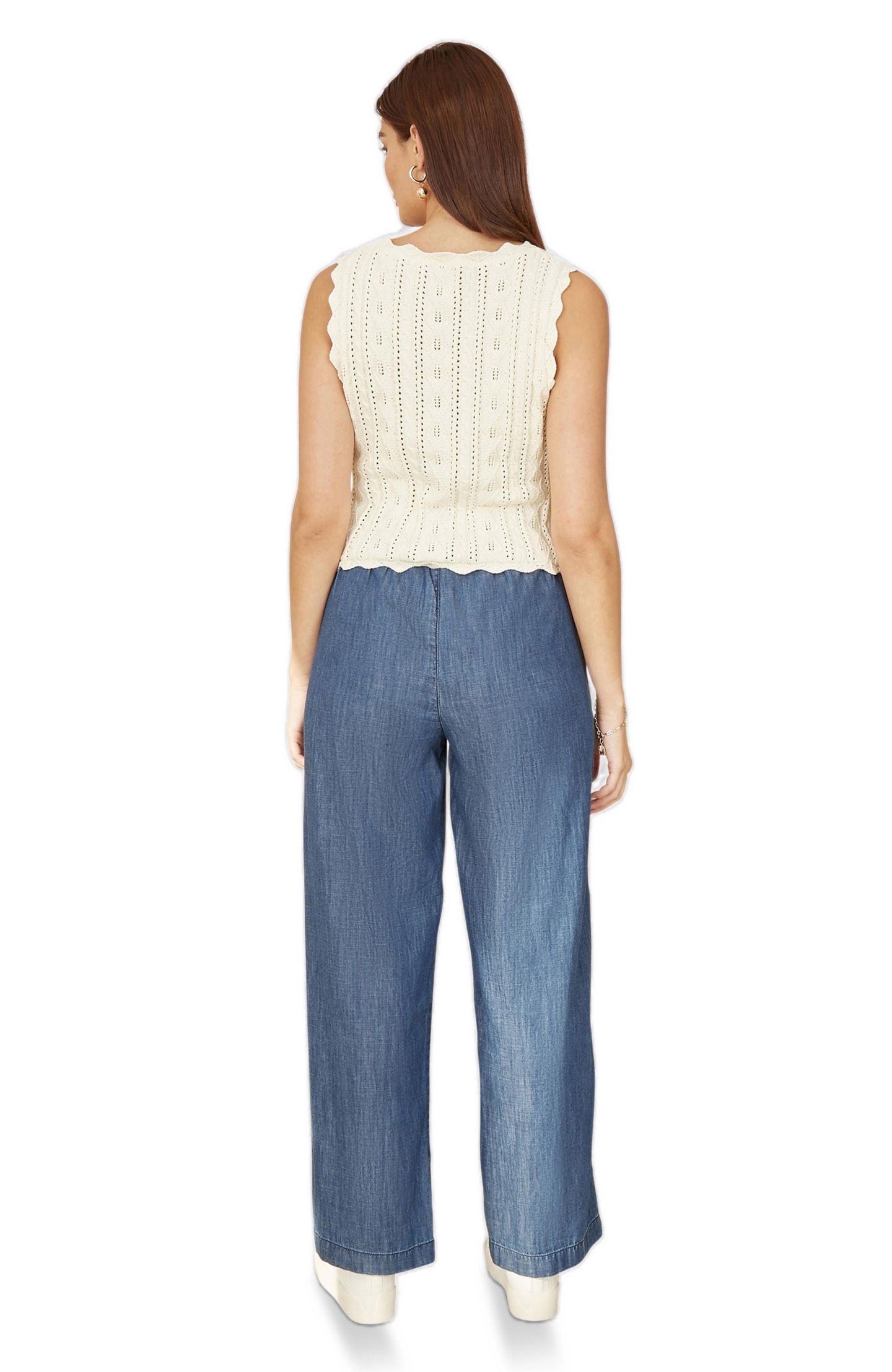 Женский топ Yumi V Neck Button Down Crochet Knitted, цвет: Слоновая кость — фото 6