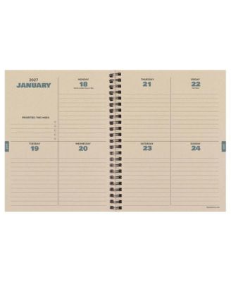 July 2026 - June 2027 Blue Flannel Medium Weekly Monthly Planner