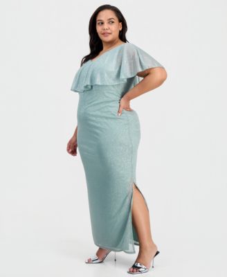 sachin and babi light blue dress Plus Size Lace Dress with Elegant V Neckline