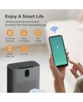 1076 ft² Smart Air Purifier: Wi-Fi/Alexa control, PM2.5 display, HEPA filter. Removes dust, pollen, smoke. Ultra-quiet 24dB