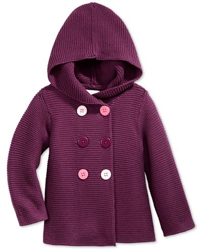 First Impressions Baby Girls' Double-Breasted Hooded Sweater, Only at Macy's