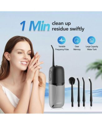 Cordless Water Flosser, Portable Electric Water Dental Flossers, Rechargeable Oral Irrigator for Travel with 4  Modes and 4Nozzles