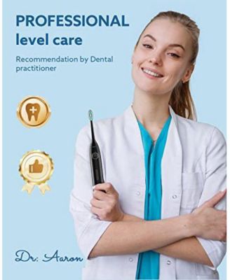 Electric Toothbrush for Adults with 5 Modes, IPX7 Waterproof, 6 Brush Heads, Black