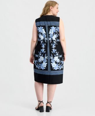 Plus Size Printed Sleeveless Midi Dress