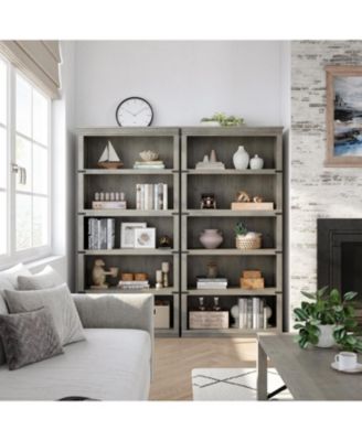 67.4" Tall 5-Tier Farmhouse Bookcase – Wooden Bookshelf with Open Display Shelves and Storage, Freestanding Home Office, Living Room