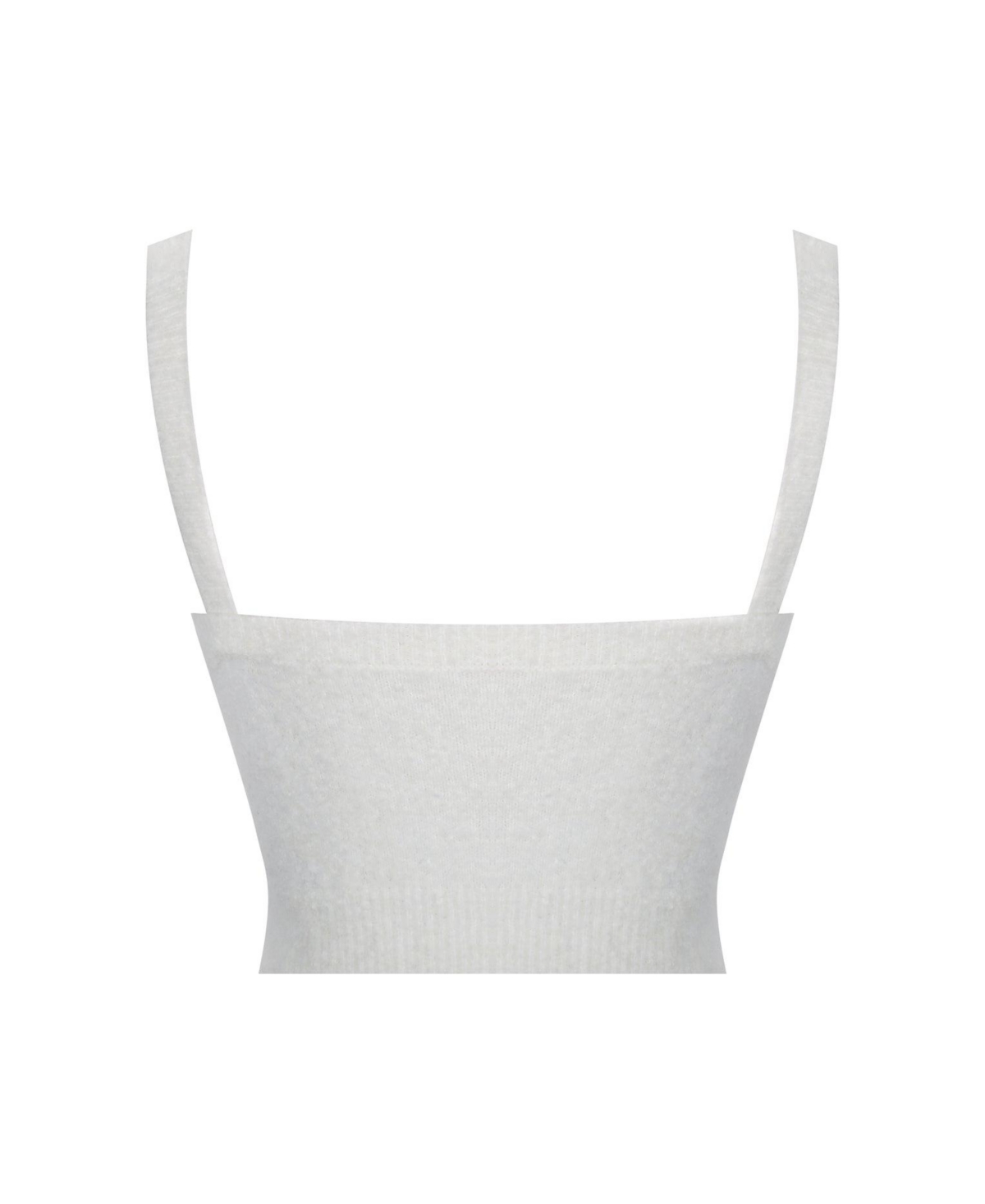 Miss Circle Women's Selene White Wool-Blend Ribbed Knit V-Neck Top