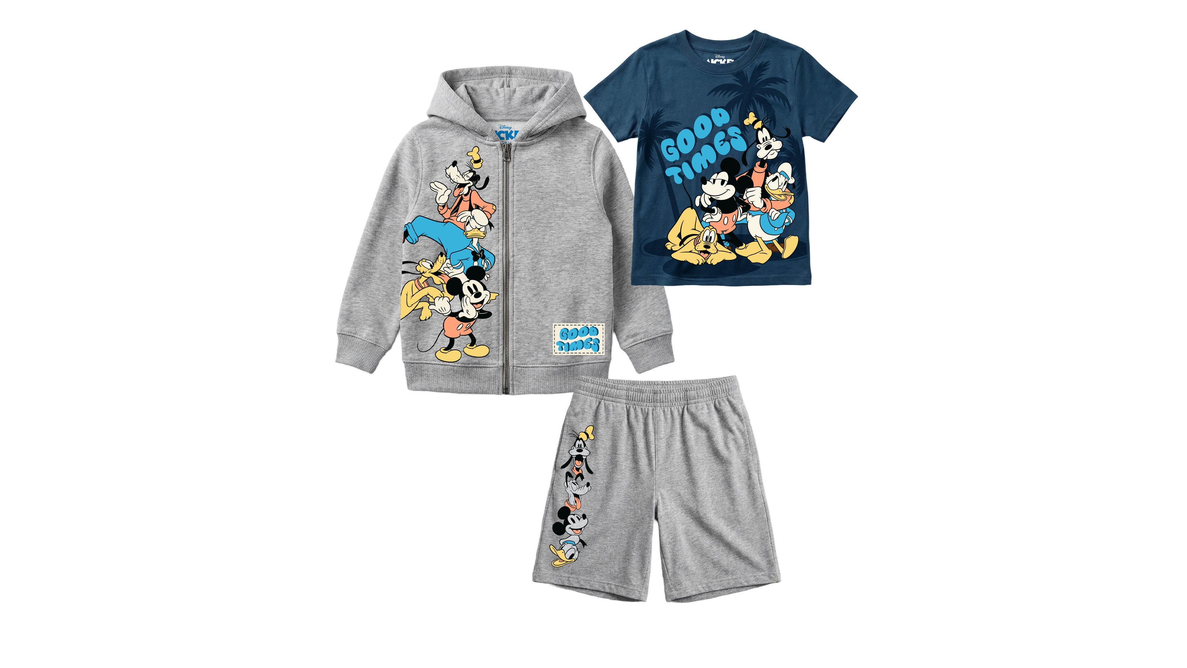 Mickey Mouse Boys' 2T-7 Printed T-Shirt, Sweatshirt and Shorts, 3-Piece Set