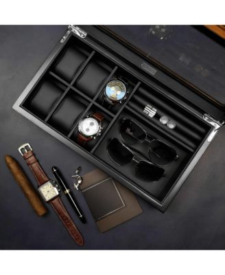 Luxury PU Leather Watch, Cufflinks & Sunglasses Organizer