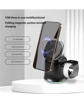 3-in-1 Wireless Charger with MagSafe - Compatible with Phone, Earphones and Watch, Magnetic Foldable Stand for Apple