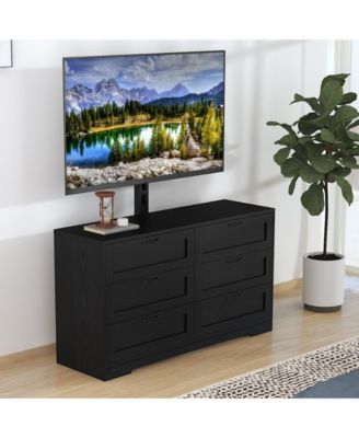 Entertainment Center with Mount: TV Stand Features 6 Drawers, Height-Adjustable Mount for 32/45/55/65/75/80 Inch TVs
