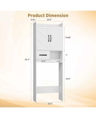 Over The Toilet Cabinet, Bathroom Storage Organizer, FreeStanding Toilet Shelf for Bathroom, Restroom, Laundry, with Paper Storage