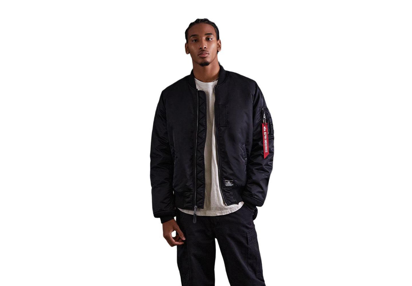 Мужская куртка Alpha Industries Big & Tall Men Ma-1 Mod Flight, цвет: Чёрный — фото 1