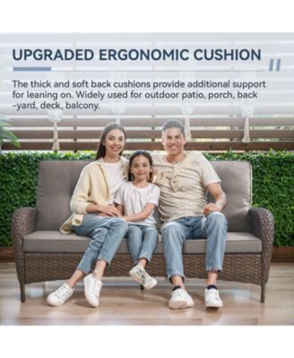 4-Piece Brown Wicker Patio Conversation Set with Olefin Cushion and Patio Swivel Chairs