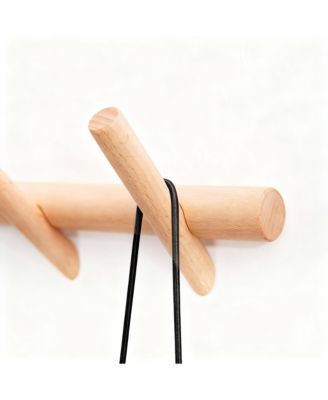 Beech Wood Wall Hooks for Coats, Hats, Scarves - Durable, Easy Install