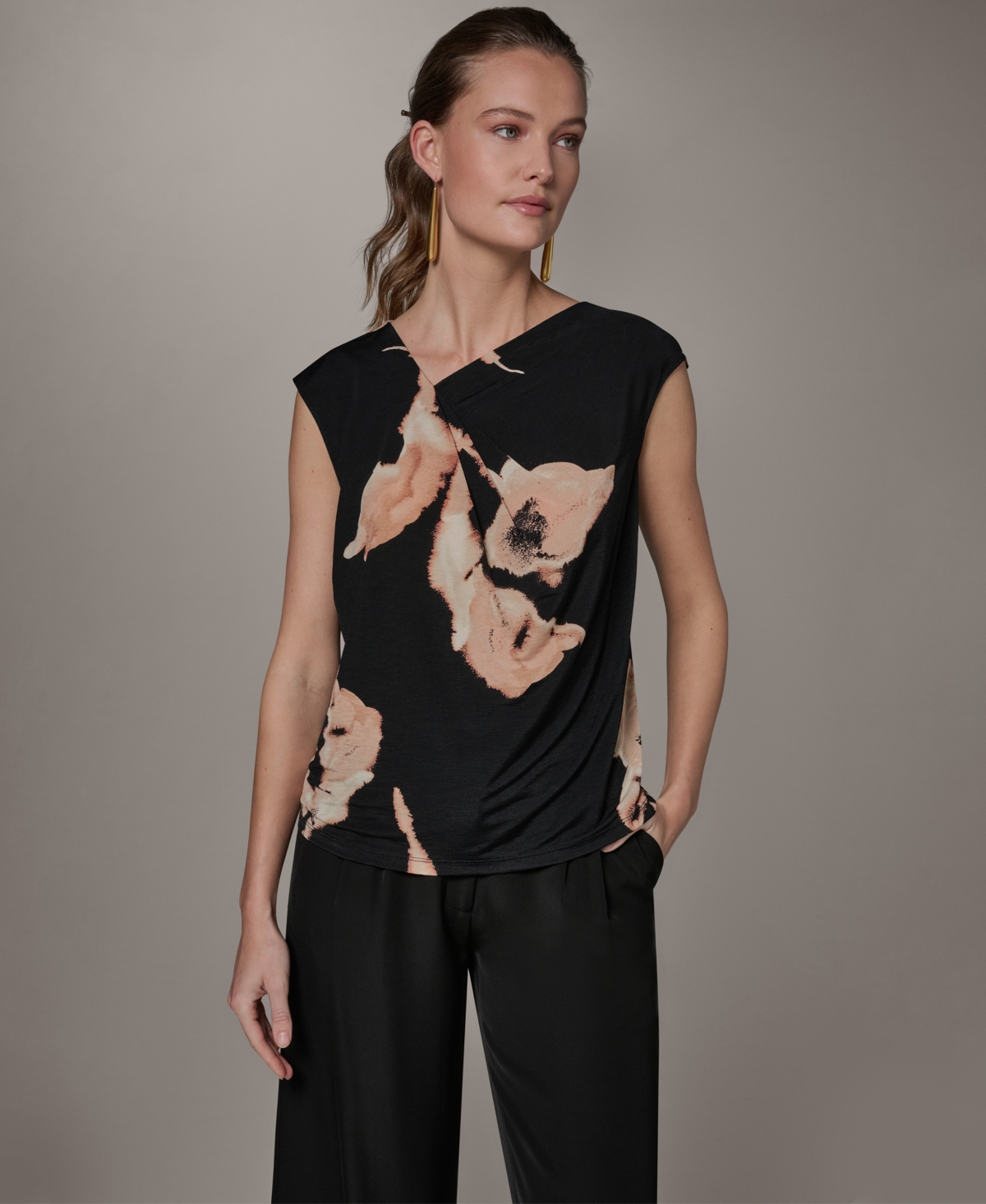 Donna Karan New York Petite Printed Sleeveless Top