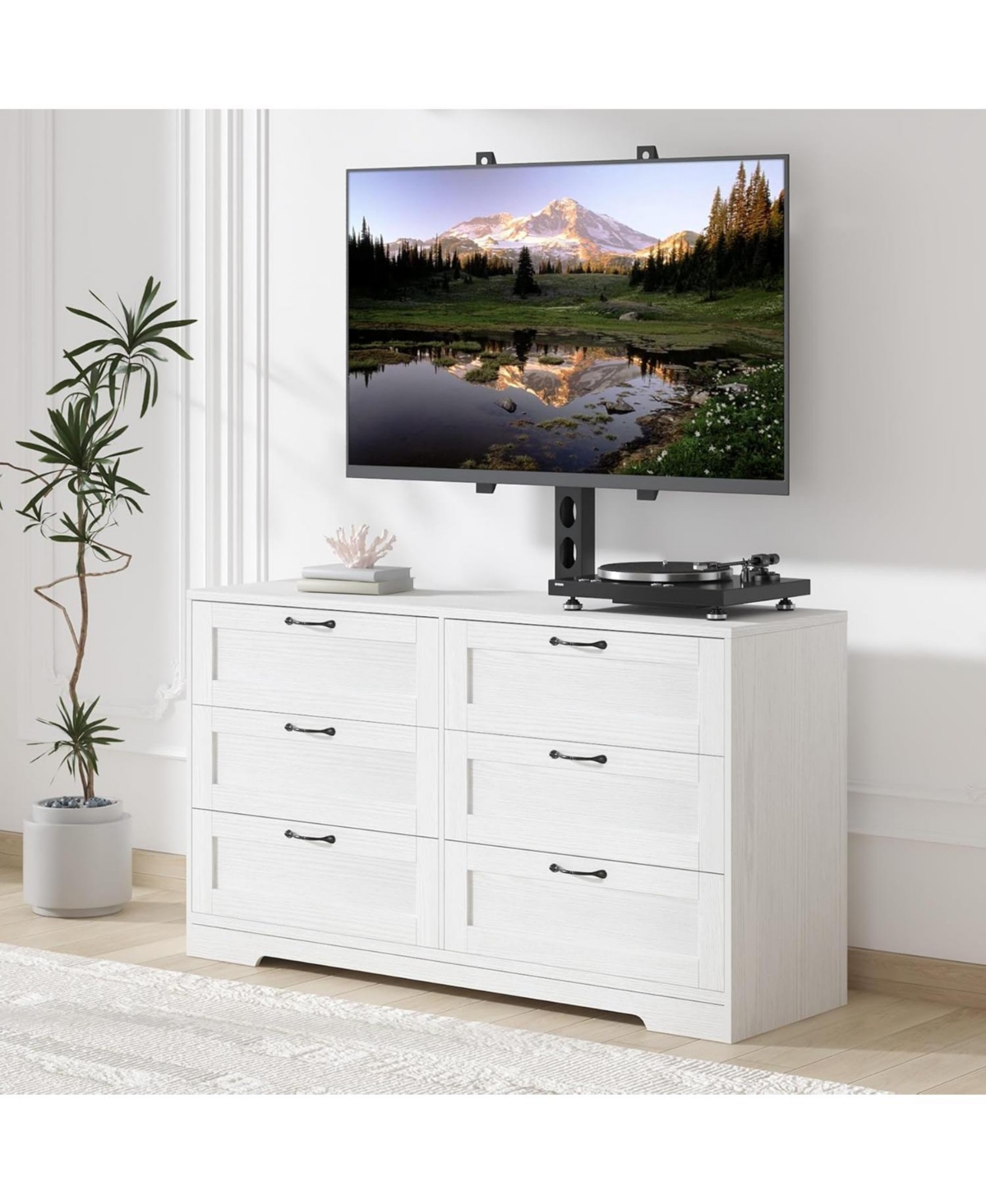 gaomon Tv Stand with Mount and Drawers Storage Fits 32/45/55/65/75/80 Inch TVs
