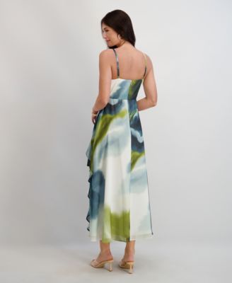 Women's Printed Chiffon V-Neck Dress