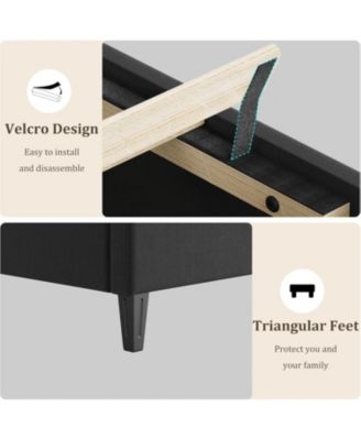 California King Upholstered Platform Bed Frame with Headboard, Heavy-Duty Wooden Slats, Noise Free, No Box Spring Needed, Easy Assembly