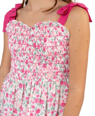 Girls' 7-16 Printed Woven Bodice Sleeveless Dress