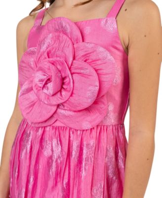 Girls' 7-16 Burnout Organza Floral Applique Square Neck Dress