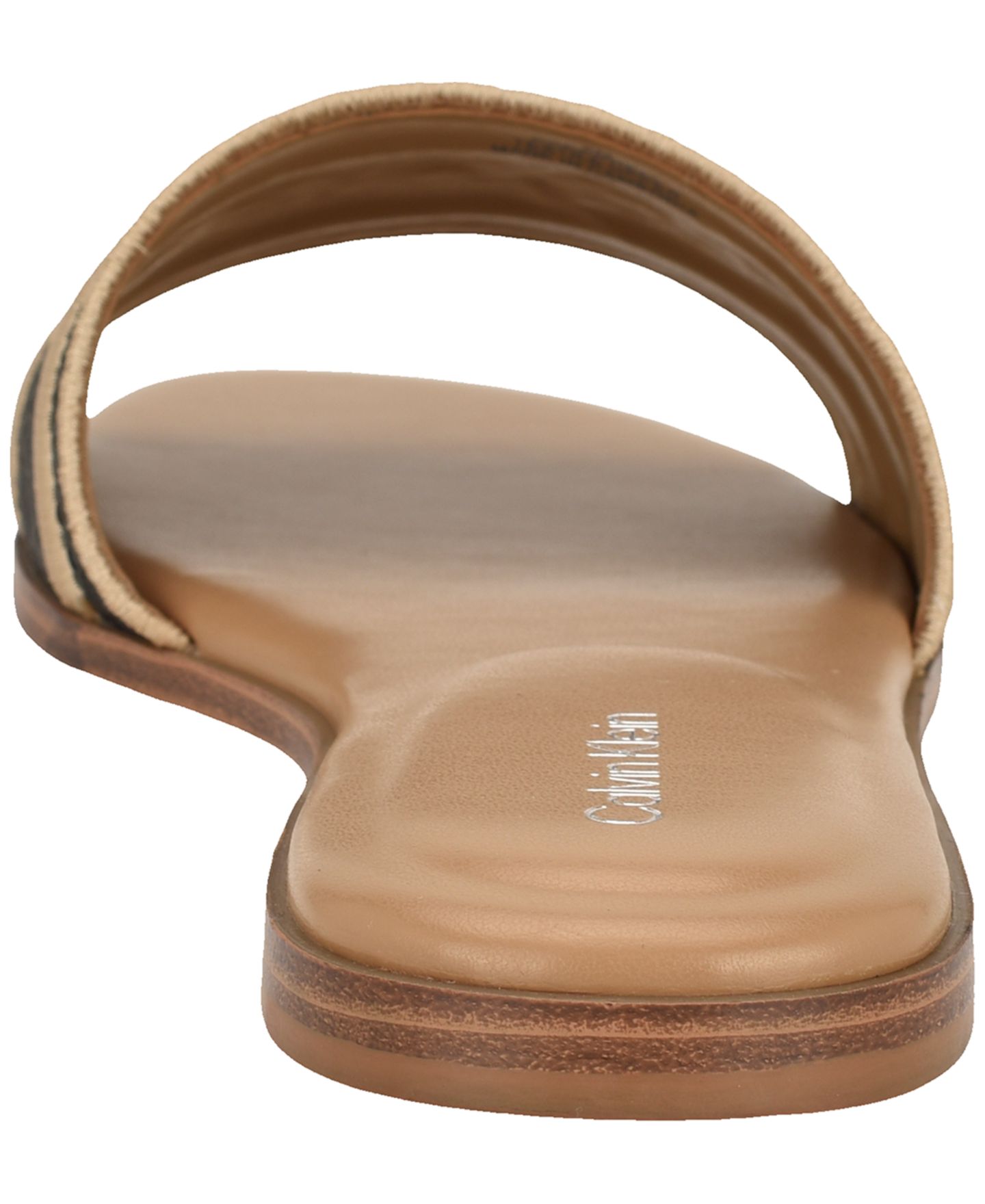 Женские сандалии Calvin Klein Kendell Logo Band Flat Slip-On, цвет: Чёрный / Натуральный — фото 3