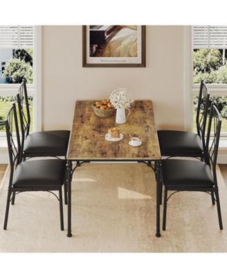Dining Table Set for 4 Kitchen Table Set with Upholstered Bench Dining Room Table Set for 4-6 with Cozy Cushion 3 Piece Dining Table Set