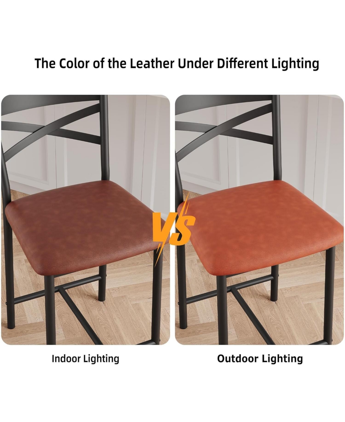 gaomon Set of 4 Pu Leather Counter-Height Bar Stools with Back and Footrest