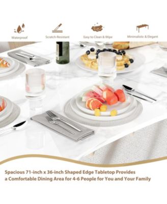 Dining Table for 6-8 70.9" Minimalist Table with Wave Irregular Edge Thick MDF Top and Metal Frame Waterproof Scratch-Resistant Versatile