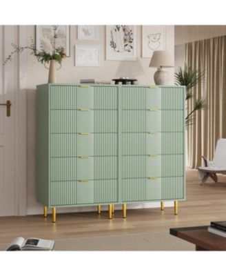 Fluted 5-Drawer Dresser, 44.3" Tall Modern Wooden Chest with Metal Handles, Vertical Organizer for Bedroom, Living Room, Hallway