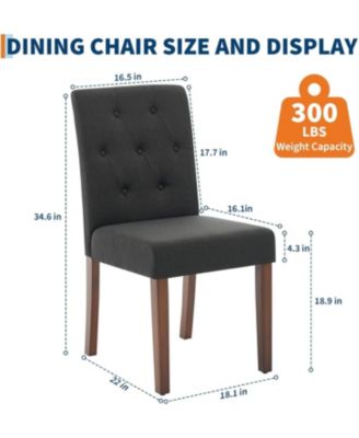 Upholstered Dining Chairs Set of 2 Modern Fabric Kitchen Side Chairs with Sturdy Wood Legs Parsons Design Comfortable Soft Linen