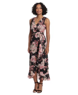 Women's Side Tie Ruffle Wrap V-Neck Dress