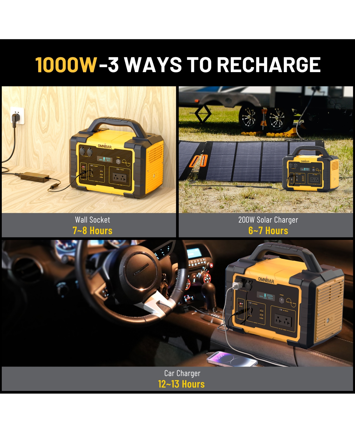 Mondawe 1000W Portable Power Station 1024Wh Solar Generator with Ac Outlet