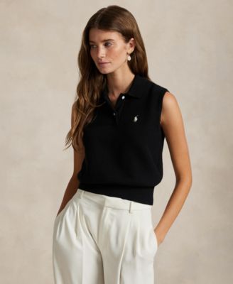 Women's Ribbed Collar Sleeveless Sweater