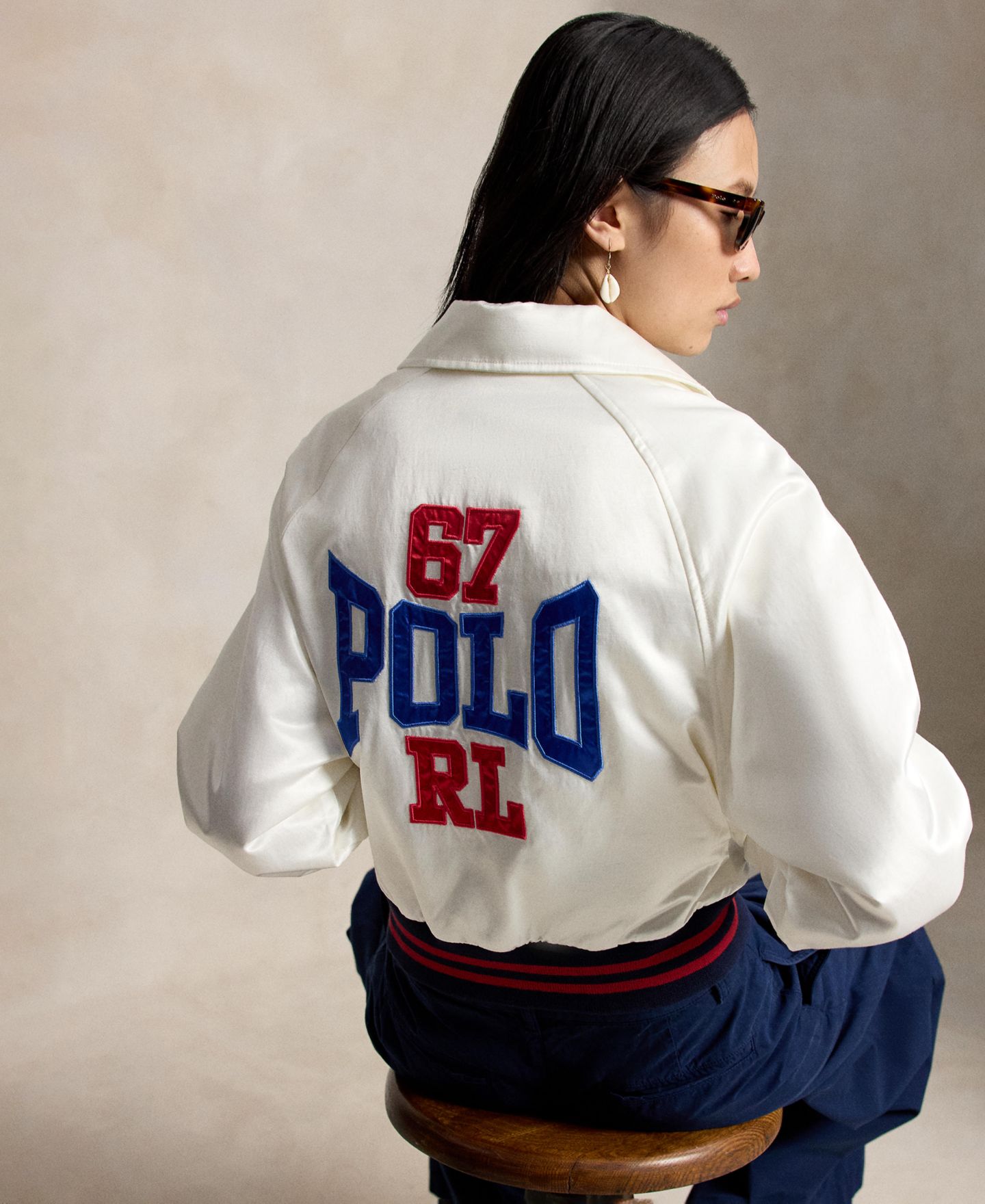 Женская куртка Polo Ralph Lauren Spread Collar Long-Sleeve Bomber, цвет: Белый песочный — фото 4