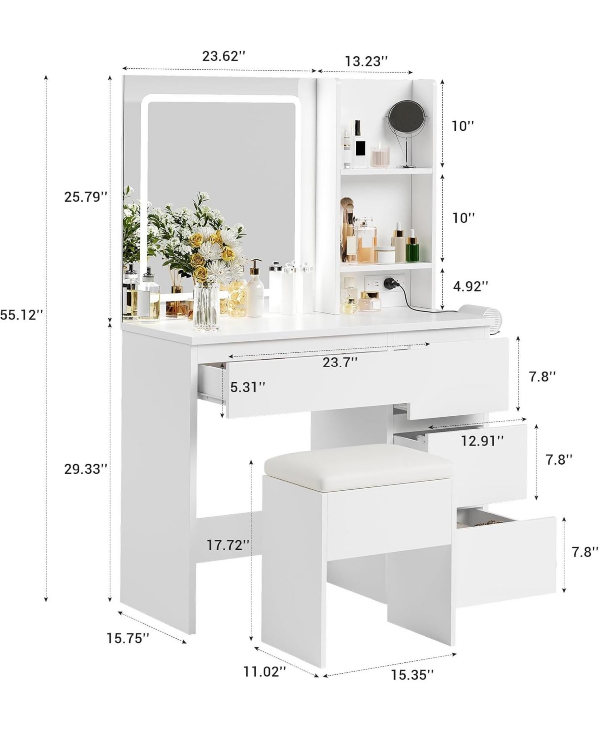gaomon Vanity Desk with Mirror and Lights