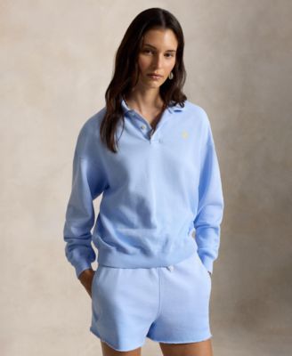 Women's Lightweight Fleece Long-Sleeve Polo Sweatshirt
