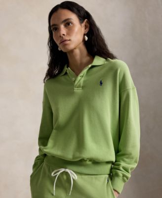 Women's Lightweight Fleece Long-Sleeve Polo Sweatshirt