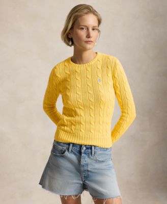 Women's Cable-Knit Cotton Crewneck Sweater