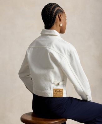 Women's Spread Collar Long-Sleeve Trucker Denim Jacket