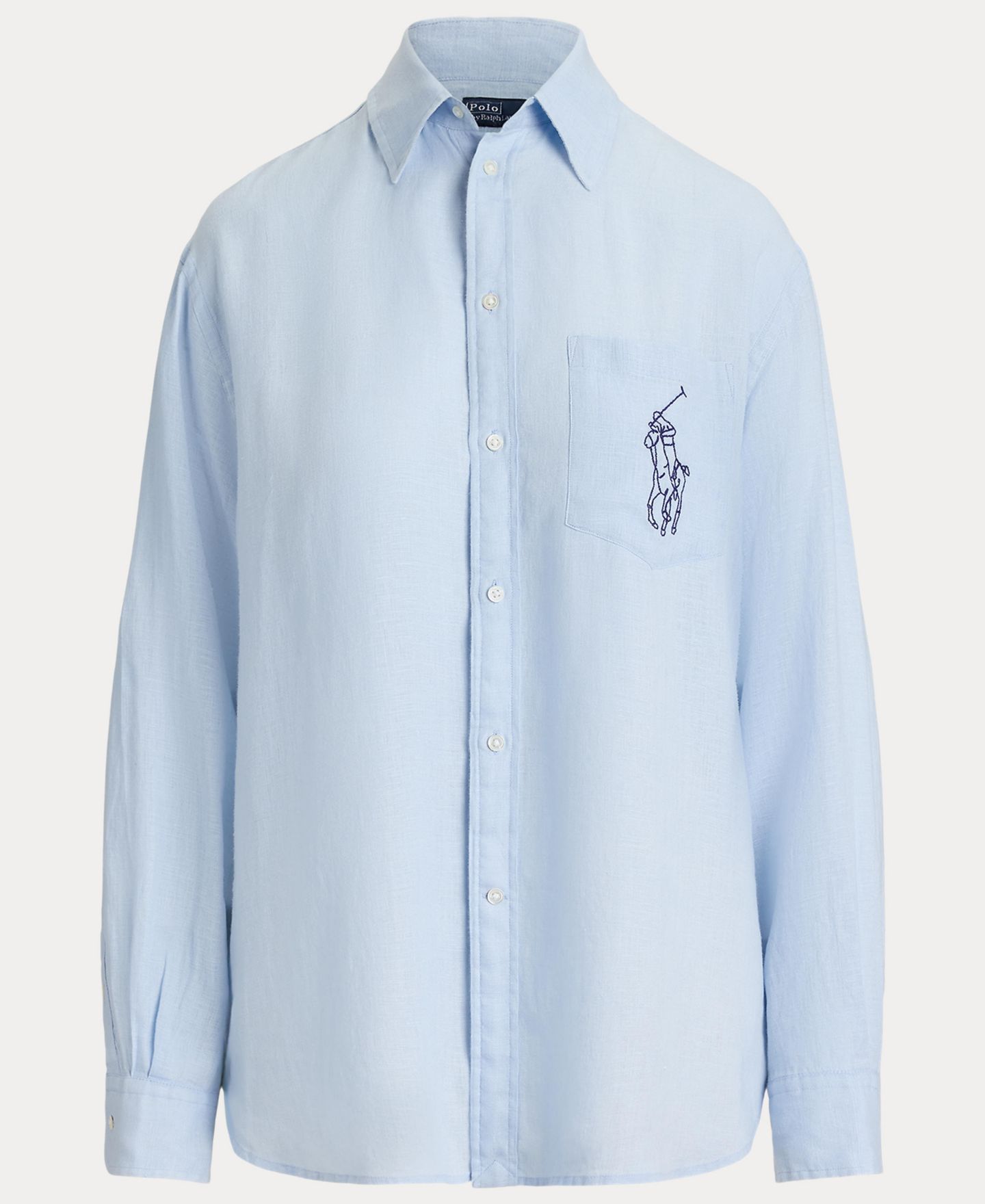 Женская рубашка Polo Ralph Lauren Point Collar Long-Sleeve Linen, цвет: Cold Springs — фото 2