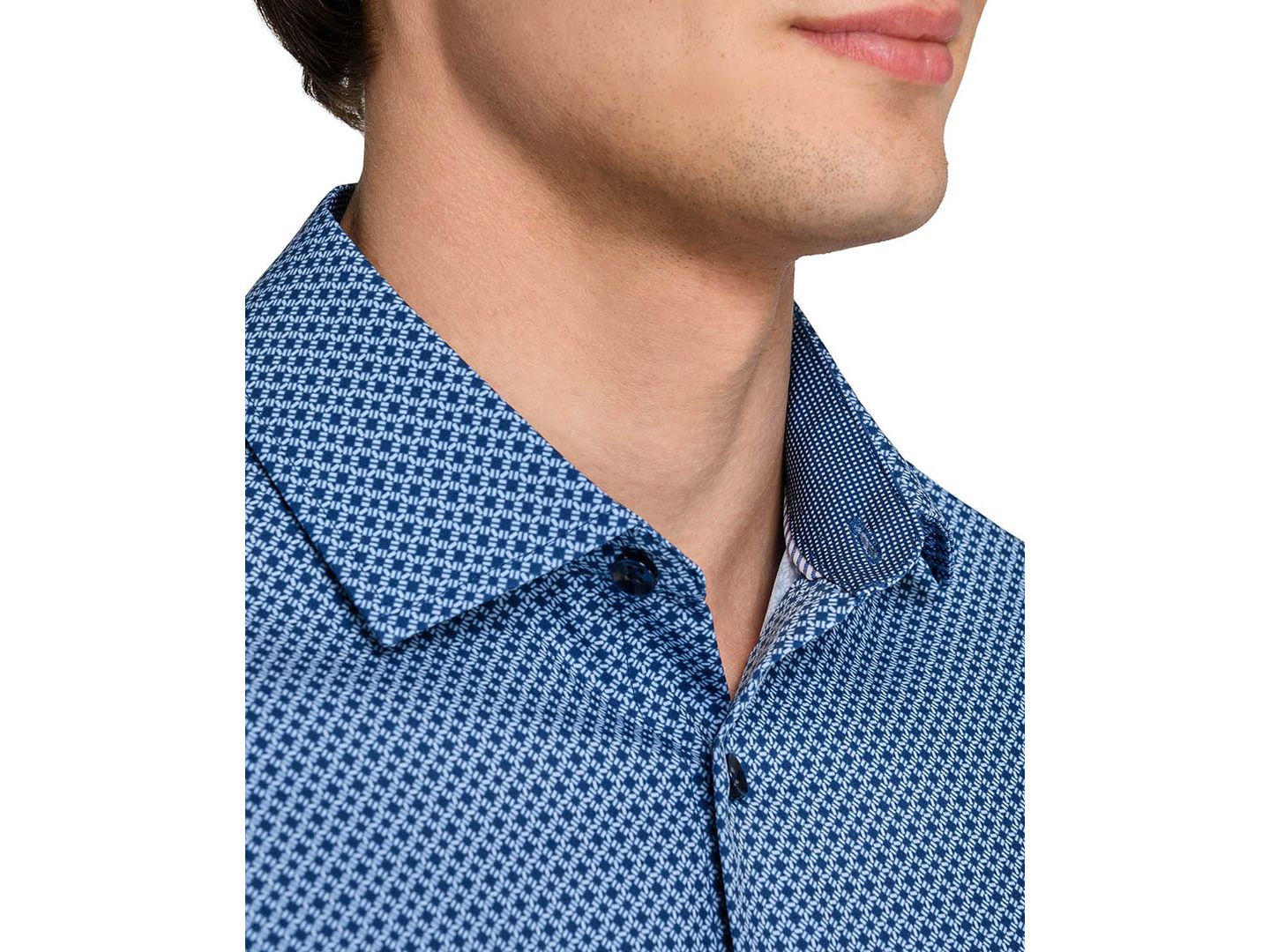 Мужская рубашка ConStruct Performance Stretch Tile Print Dress Shirt, цвет: Тёмно-синий / Белый — фото 3