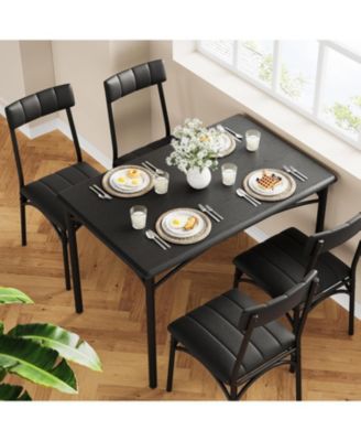 Kitchen Table and Chairs for 4 Rectangular Dining Set with Upholstered Chairs Perfect for Small Spaces