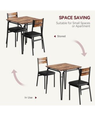 3 Piece Dining Table Set for 2 – Small Square Table with 2 Chairs, Space Saving Dinette Set for Kitchen, Dining Room & Small Apartments