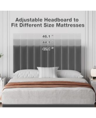 Size Fabric Upholstered Headboard Bed Frame, Adjustable Headboard and Wooden Slats Support with Under Space, Fully Upholstered Mattress