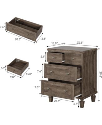 Vintage 4-Drawer Dresser with Carved Handles, Wooden Chest with Tapered Legs, Storage Organizer for Bedroom, Living Room, Entryway